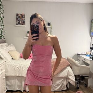 Princess Polly Shimmering Pink Strapless Dress